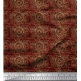 thumbnail image 1 of Soimoi Red Viscose Chiffon Fabric Print Block Print Fabric by the Yard 42 Inch Wide, 1 of 3