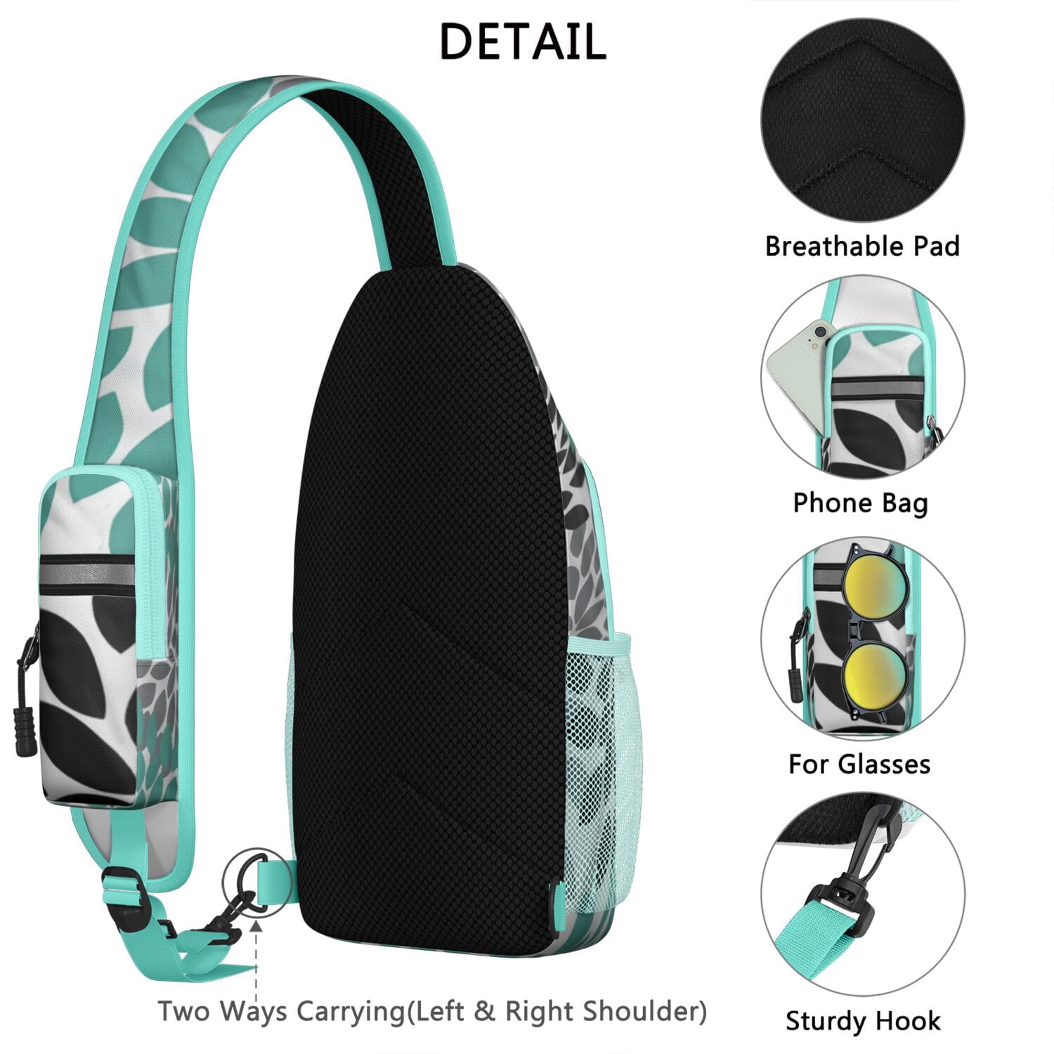 Exotic Pineapple Pattern Sling Backpack with Fresh Tropical Fruit Print – Water-Resistant Multipurpose Crossbody Shoulder Bag with Large Front Zip, Mesh Side Pockets, Adjustable Strap, Ide
