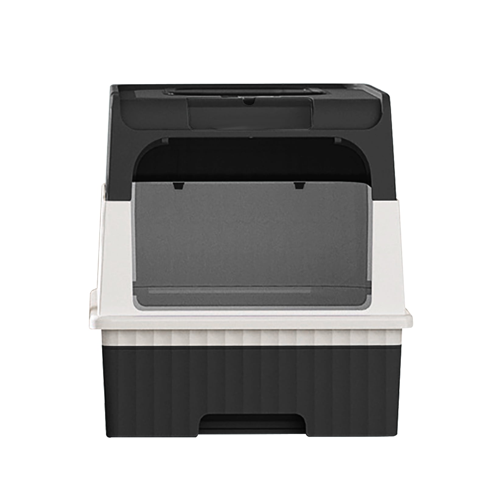 Cat Litter Box, Enclosed Removable Litter Boxs for Big Cats, Front Entry Top Exit Kitty Box Odor Control (Black)