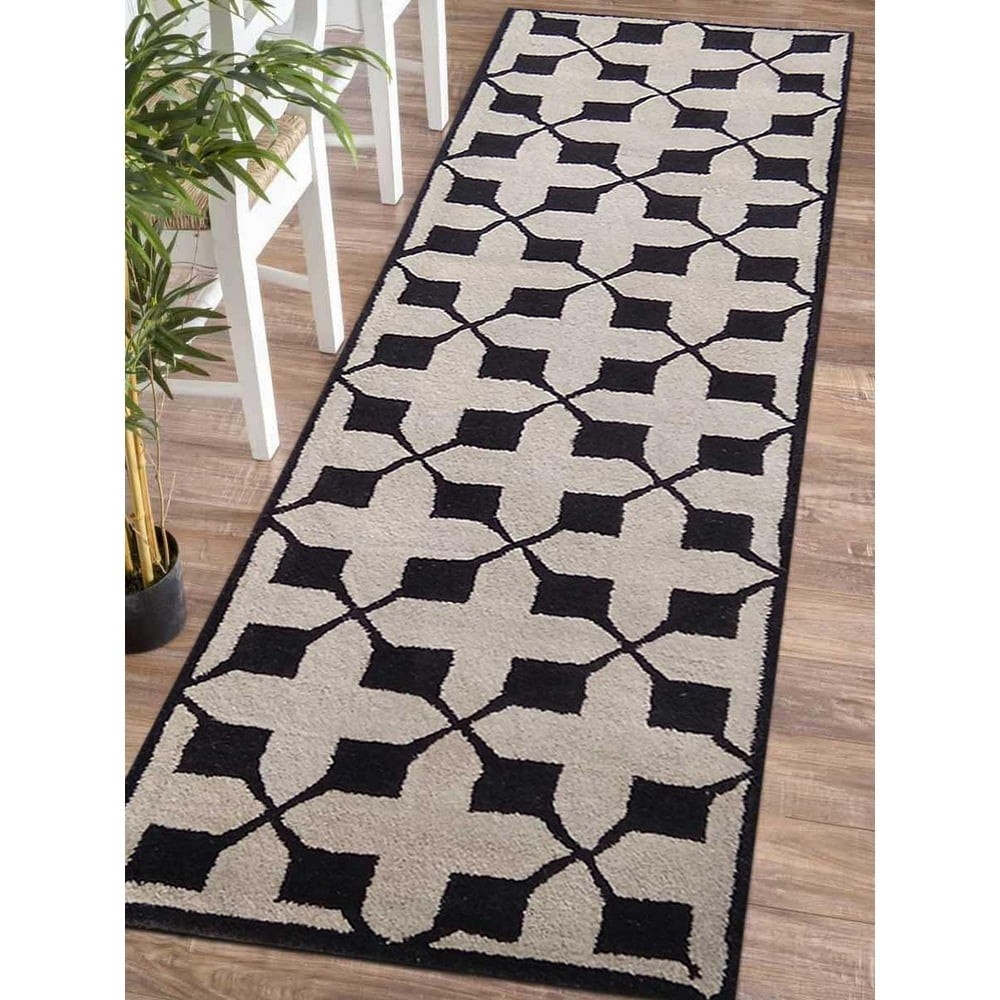Rugsotic Carpets Hand Tufted Wool 2'6''x8' Runner Rug Geometric Beige