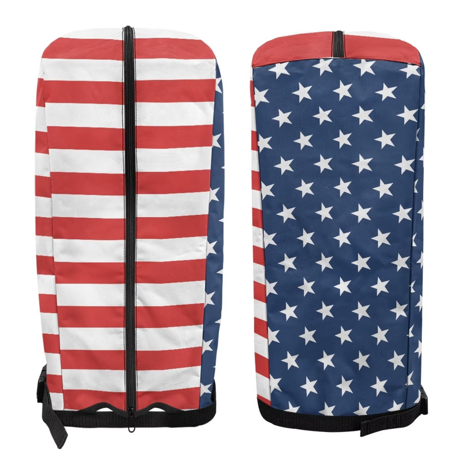 Chririnla American Flag Stars Portable Golf Bag Dust Cover Club Protection Cape with Snap Button & Zipper Waterproof & Dustproof for All Weather