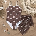thumbnail image 7 of NIEWTR Girls Swimsuit Set Comfortable Soft Breathable And Stylish With Bow Print Swimwear Beach Bathing Suit for Summer Vacation 9-10 Years Coffee, 7 of 7