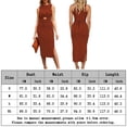 thumbnail image 2 of Vestidos de playa para mujer Vestido ajustado largo con cuello redondo fruncido con abertura (Marrón S) FLhrweasw Para estrenar, 2 of 7