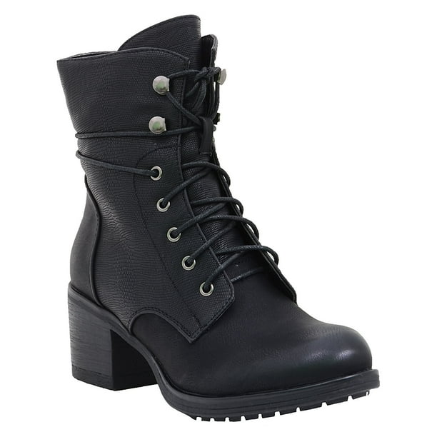Fourever Funky - Lace up Military Style Mid Calf Combat Boots Women's ...