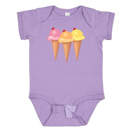 

Inktastic 3 Scoops Of Ice Cream Girls Baby Bodysuit