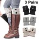 thumbnail image 1 of 3 Pairs Womens Short Boots Socks Crochet Knitted Boot Cuffs Leg Warmers Socks, 1 of 4