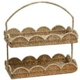 thumbnail image 1 of 2 Layers Scalloped Basket Tray With Handle Rustic Decorative Woven Basket With Scalloped Edge Table Basket Organizer, 1 of 5