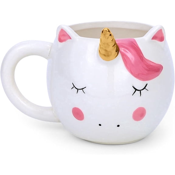 Farcauo Unicorn Mug Gift for Girlfriend Large 500ml Kawaii 3D Animal Mug Sweet Ceramic Tea Cups Porcelain Coffee Cup Unicorns Decor Cups Unicorn Tea Coffee Mugs Birthday Gifts For Women