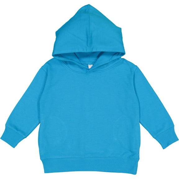 Rabbit Skins Toddler Fleece Long Sleeve Hooded Pullover Sweatshirt with Side Seam Pockets, Turquoise, 2T