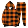 thumbnail image 3 of Hearthz Men's Sweatshirt Suit 2 Piece Outfit Plaid Fleece Pullover Hoodies and Sweatpants Winter Men's Sweatsuits, 3 of 6