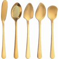 thumbnail image 1 of Flatware Set 5-Pieces, Serving Utensils Cheese Spreader, Dessert Spoon, Butter Knife Stainless Steel Yogurt Spoon for Cheese, Jelly, Jam, Ice Cream Gi, 1 of 4