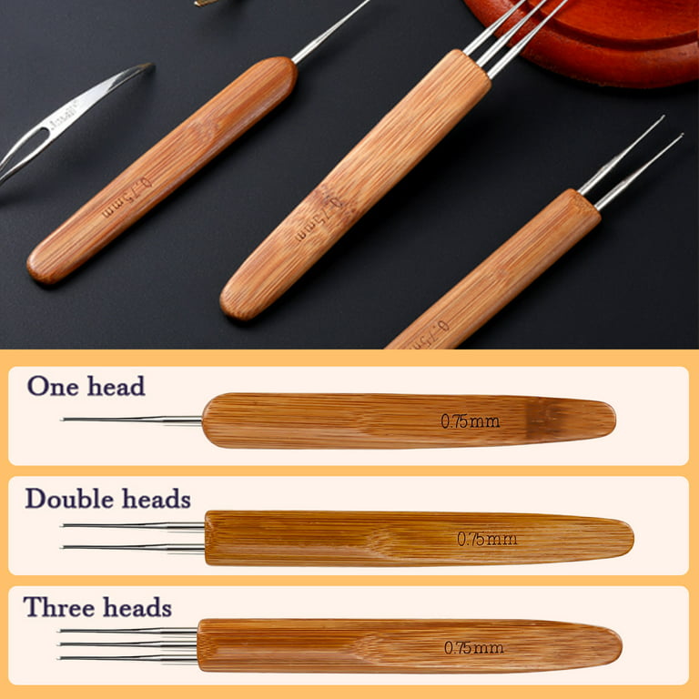 3kinds Leather Craft Crochet Needle Latch Hook Weave Hair Extension Tool  Set