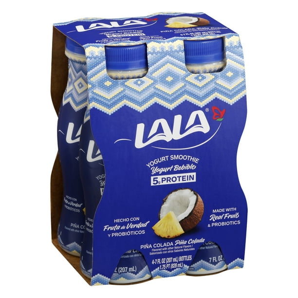 LALA Pina Colada Probiotic Yogurt Drink, 7 oz Bottles (Pack of 4
