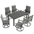 thumbnail image 2 of POTEBAN 7-Piece Outdoor Dining Set with High-Back Padded Swivel Chairs & Iron Rectangle Table for 4-Person, Black & Dark Grey, 2 of 7