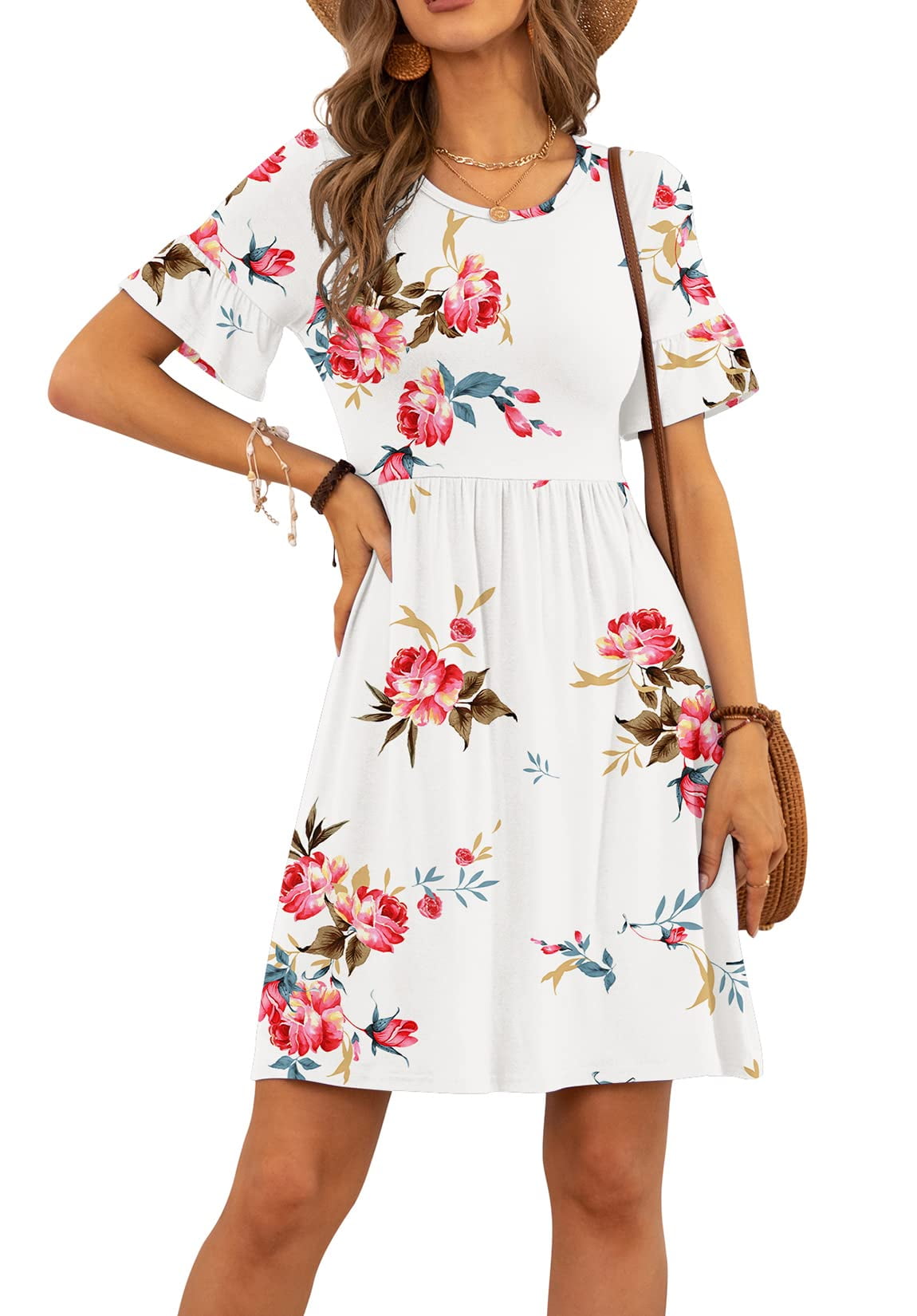 Floral Print Loose Comfy Swing Sundress 