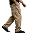 thumbnail image 2 of Mens Lightweight Baggy Sweatpants Wide Leg Casual Workout Pants | Premium Cotton Blend, Elastic Waist Inner Outer Drawstring, Y2K Oversized, Breathable for Gym Lounge Khaki 3XL, 2 of 8