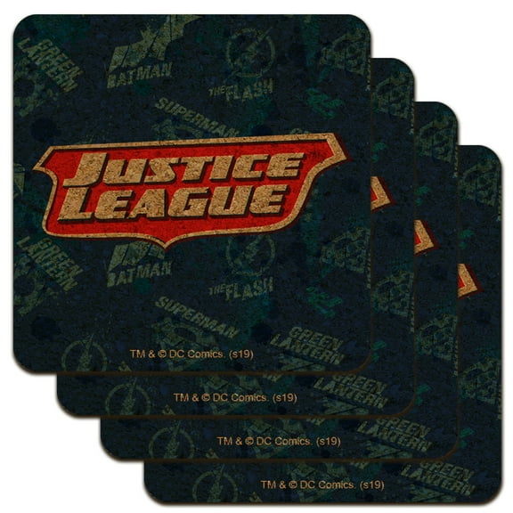 Justice League Logo Low Profile Novelty Cork Coaster Set