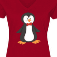thumbnail image 4 of Inktastic Cute Penguin, Penguin With Red Bow Tie Women's V-Neck T-Shirt, 4 of 5