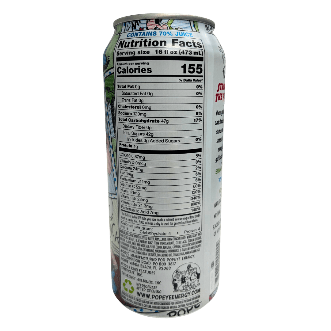 Popeye Energy, Bruiser Blackberry, Energy Drink, 16 fl oz, 12 Pack Cans