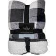 thumbnail image 3 of Cuddle Duds Black & White Buffalo Plaid Sherpa Fleece Micro Plush Throw Blanket, 3 of 4