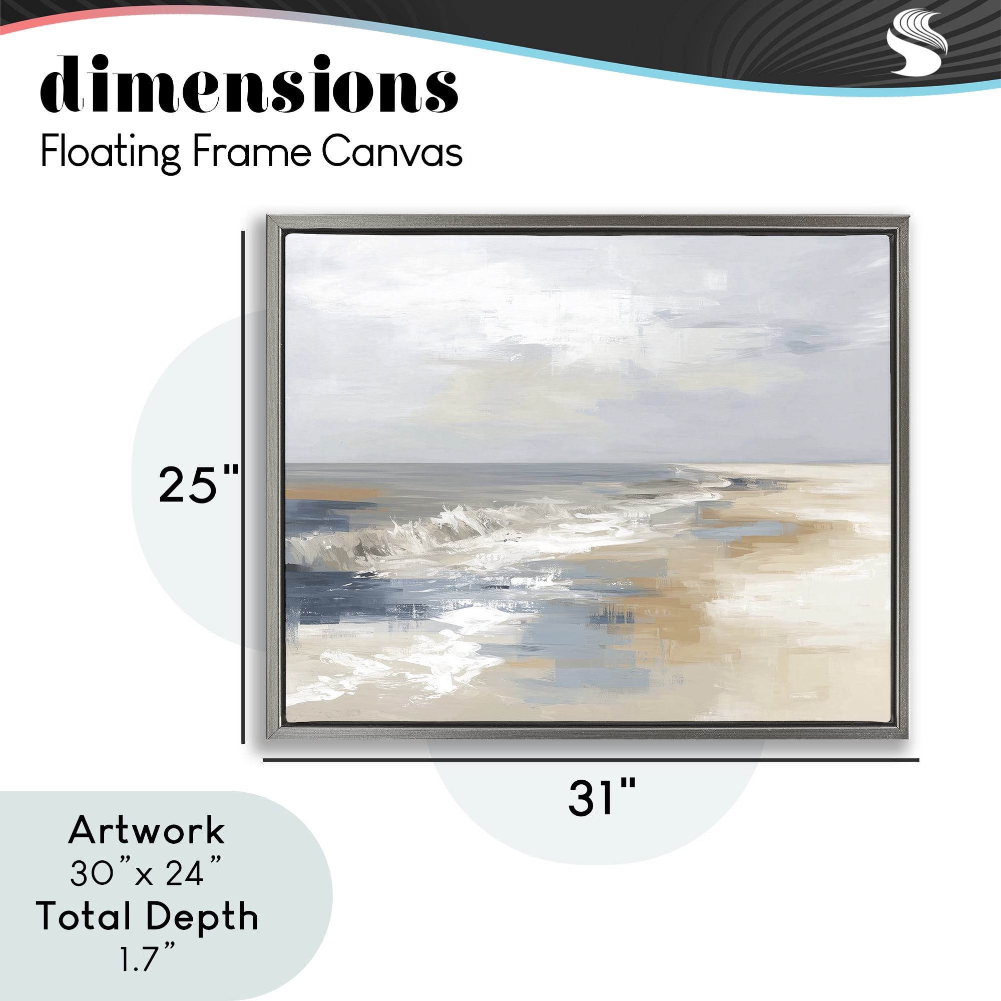 Stupell Industries Tranquil Beach in Neutrals Gray Framed Floater Canvas Wall Art, design by Kim Curinga