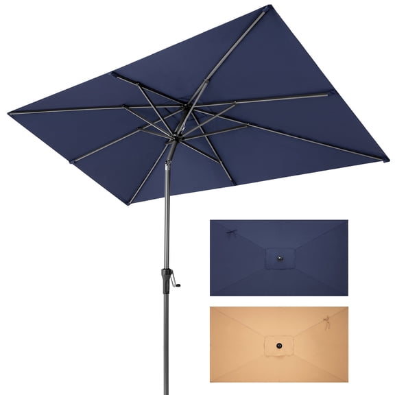 Crestlive Products 9x5 ft Rectangular Patio Cantilever Umbrella with Crank, Fade-risistant, Sun Protection, Navy Blue