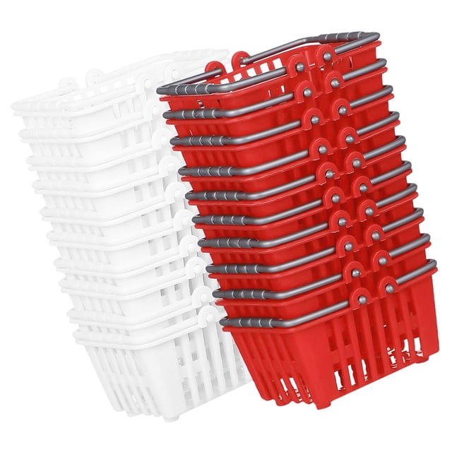 PTOOTP 20 Pcs Paniers Organisateurs pour Amateurs de Décoration Intérieure Mini Paniers de Courses Rouges et Blancs