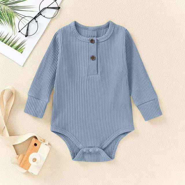 Ropa cómoda para bebés de color sólido, de manga larga, para gatear, de algodón para niños.