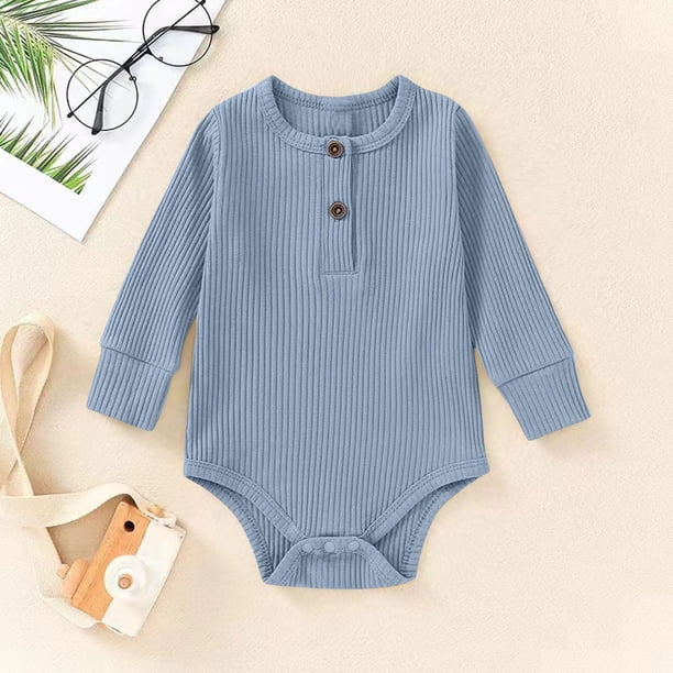 Ropa cómoda para bebés de color sólido, de manga larga, para gatear, de algodón para niños.