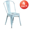 Flash Furniture Commercial Grade 4 Pack Distressed Green-Blue Metal Indoor-Outdoor Stackable Chair - image 3 of 14