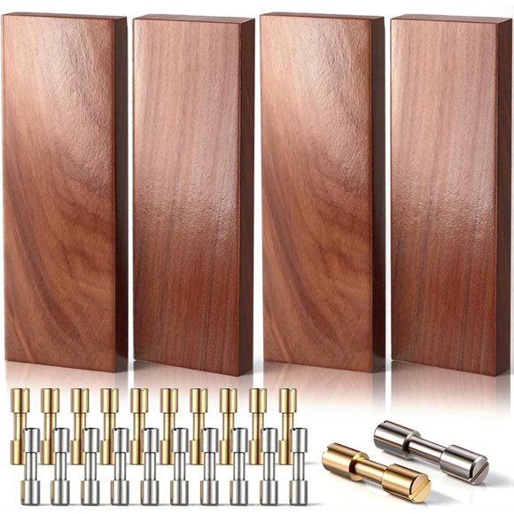 20 Sets Bracket Bolt Fasteners with 4 Pcs Ironwood Handle Scales, 6 mm Handle Pins with Wood Making for DIY Crafts