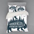thumbnail image 2 of Adventure Duvet Cover Set, Hand Drawn Buffalo Wanderlust Lettering Forest and Moon Journey Theme, Bedding Set with Shams and Fitted Sheet, 3 Sizes, by Ambesonne, 2 of 3