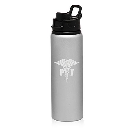 

MIP Brand 25 oz Aluminum Sports Water Travel Bottle PT Physcial Therapy Therapist (Silver)