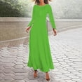 thumbnail image 2 of WTXUE Maxi Dresses, A-Line Long Sleeve Maxi Crew Neck, Womens Casual Flower Loose Boho Long Sundress Solid Women's Plus, Size 4XL, 2 of 5