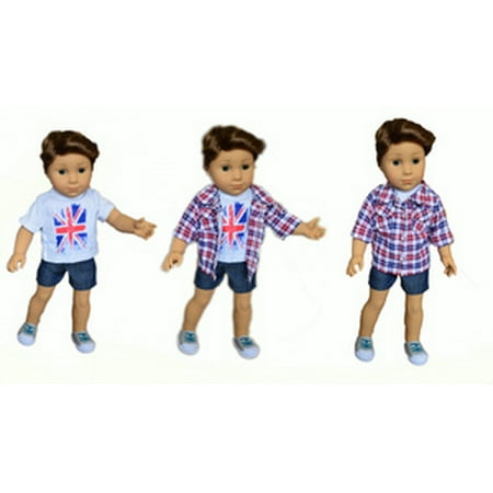 My Brittany's 3 Piece  Union Jack Outfit for American Girl Boy Dolls- 18 Inch Doll Clothes