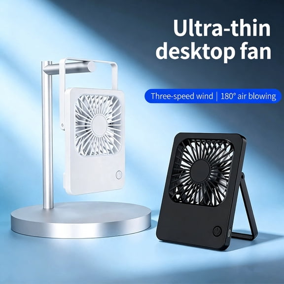 Dianli Portable Fan 2026 Transparent Mini Desktop Fan Silent Large Wind Adjustable Angle with Digital Display Hanging Usb Rechargeable Quiet Office Dorm Usb Desk Fan