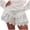 White, variant on vigerkar Women Tiered Ruffle Shorts Floral Embroidered Eyelet Elastic Waist Wide Leg Boho Crochet Skirt Shorts (White, L)