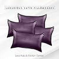 4 Pieces Satin Pillowcase Set with Hidden Zipper closure,Standard/Queen, Purple
