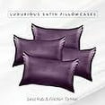 thumbnail image 2 of 2 PACK Cooling Viscose Satin Pillowcase Set with Hidden Zipper closure, King, Purple, 2 of 6