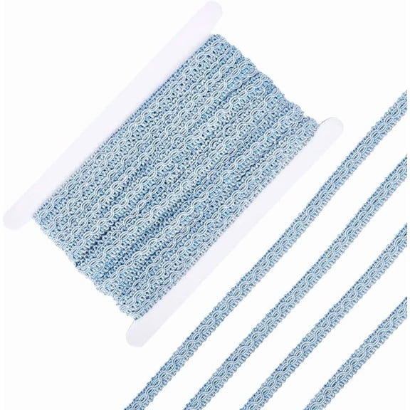 10M 1/2 Inch Blue Fringe Woven Braid Gimp Trim Polyester Upholstery Trimming Braid Lace Fabric Decorative Ribbon Roll for Jewelry Making Sewing Clothes Costumes Curtain Accessories Crafts