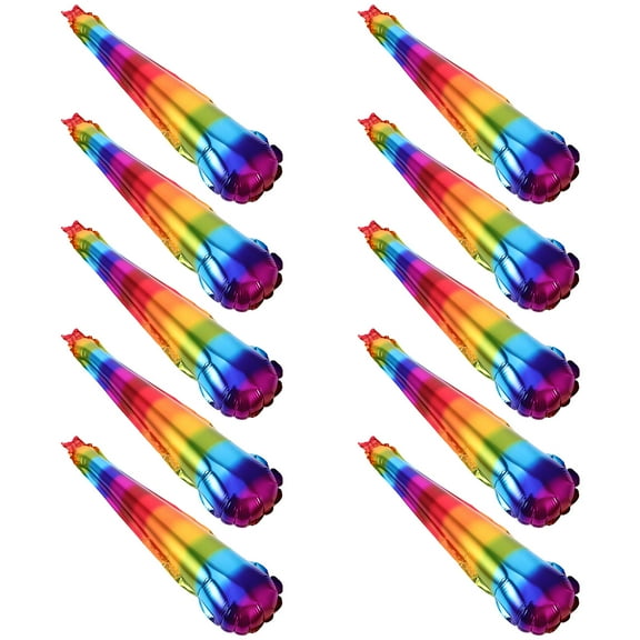 10 Pcs Inflatable Props Rainbow Balloon Wand Multi-Color Sticks