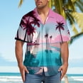 thumbnail image 2 of ZCFZJW Hawaiian T-Shirts for Men Casual Tropical Printed Summer Short Sleeve Button Down Cool Shirts Loose Regular Fit Beach Vacation Tees Tops 2025 Clothes Pink#01 M, 2 of 5