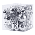 thumbnail image 1 of cajas de regalo de Navidad mixtas con diseño de estrella superior de bola de Navidad, colgante de árbol de Navidad, decoración de borde de techoPlateado45PCS, 1 of 3