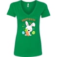 thumbnail image 3 of Inktastic Happy Easter Bunny with Eggs and Carrot Women's V-Neck T-Shirt, 3 of 5