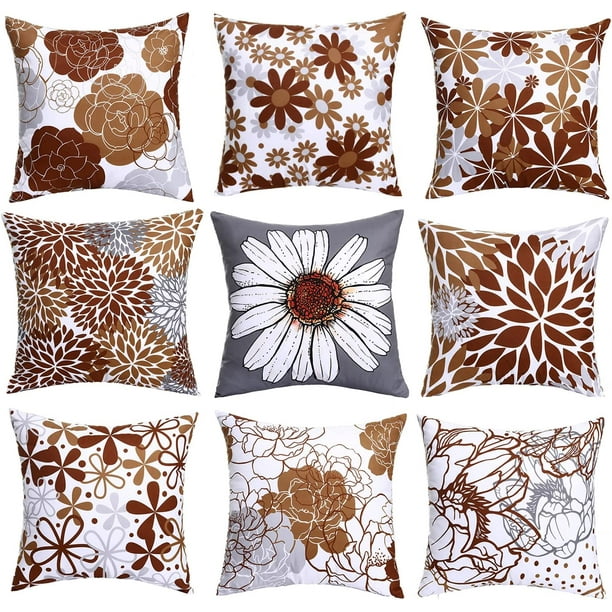 VNU Set of 9 Decor Throw Pillow Covers 18x18,Two Side Pattern Couch