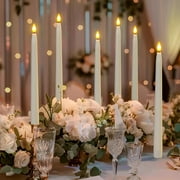 PChero 11 Flameless Taper Candles with Remote Timer, 10 Pack Battery Operated Flickering LED Taper Candlesticks Ivory Faux Wax Window Candles for Thanksgiving Christmas Holiday Wedding Decor