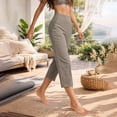 thumbnail image 6 of Ladies' Fashionable Casual Solid Color Cotton Linen Seven Quarter High Waist Casual Pants, 6 of 6