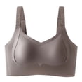 thumbnail image 7 of Sports Bra, Wirefree Front Closure Deep V Bra Plunge V Neck Low Cut Soft Lightweight Bra Criss Cross Back Supportive Bra Post Surgery Seamless Bra Daily Beach Wear, Coffee M, 7 of 7