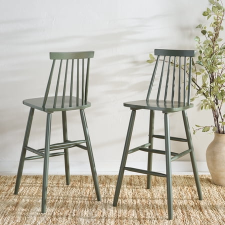 Safavieh Beaufort Scandinavian High Back Wood Stools Dusty Green (Set of 2)