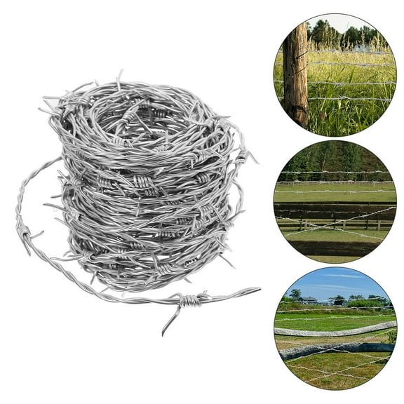 Barbed Wire Fence,32.8FT 4 Point Barbed Wire Roll Fence for Crafts, Critter Deterrent, Bird Feeder, Garden